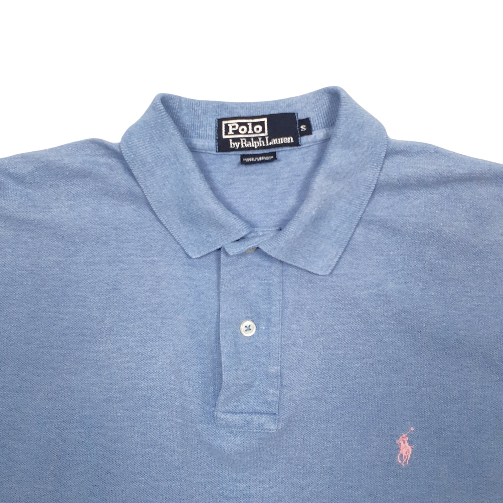 RALPH LAUREN Blue Polo Shirt Short Sleeve Cotton Mens S image 3