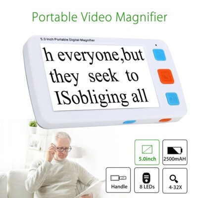 HD 5  Digital Magnifier Electronics Reading Magnifier 4X-32X for  Low Vision Aid