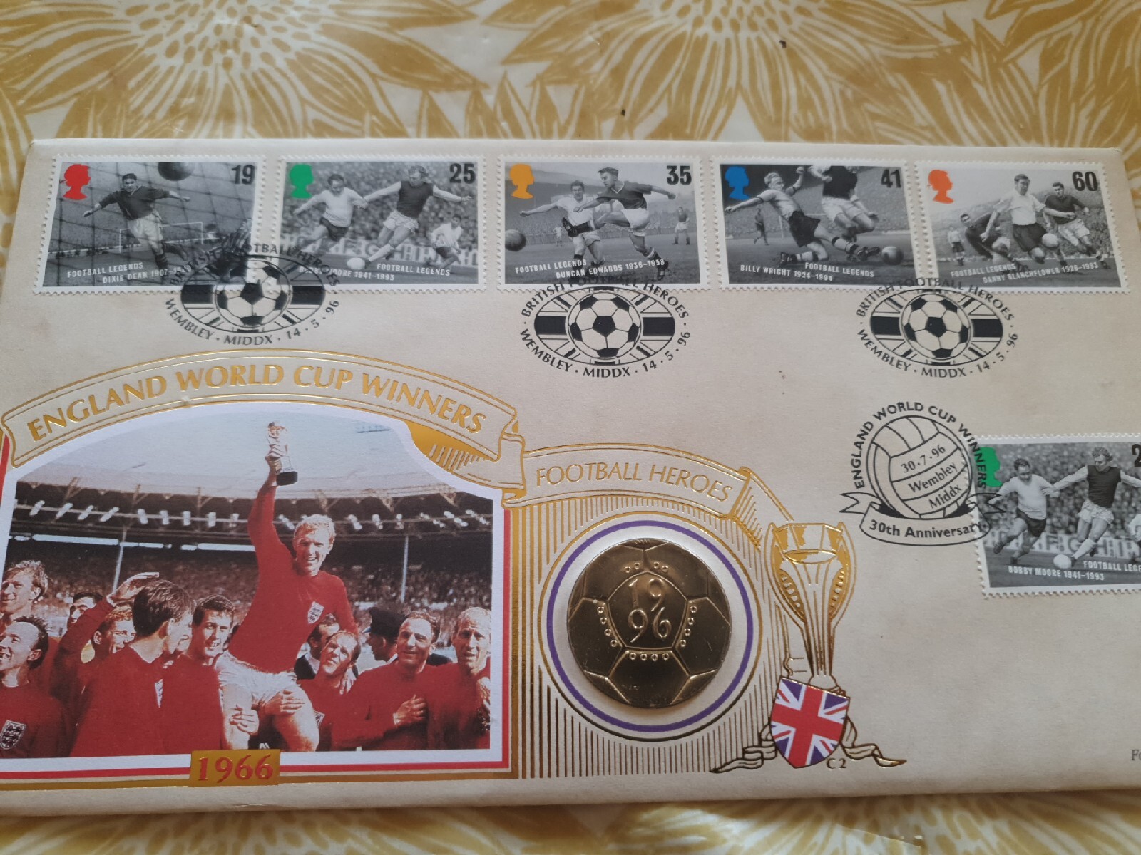England World Cup Winners Fdc. 30 Year Ann. With Mint £2 Coin. 14/5/96