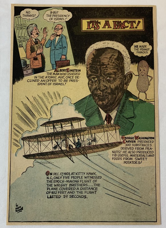1967 cartoon page ~ George Washington Carver, Albert Einstein, Wright Brothers