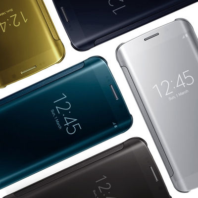 Spiegel Flip Case Cover Hülle Tasche Clear View Für Samsung Galaxy S6 / S7 Edge 