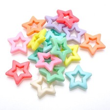30 Mixed Pastel Color Acrylic Hollow Star Beads 27mm Jewelry Making