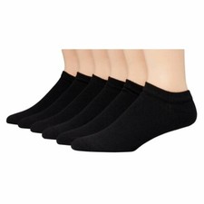SOCKS HANES MEN'S NO SHOW SOCKS BLACK 6 PACK SHOE SIZE 6-12