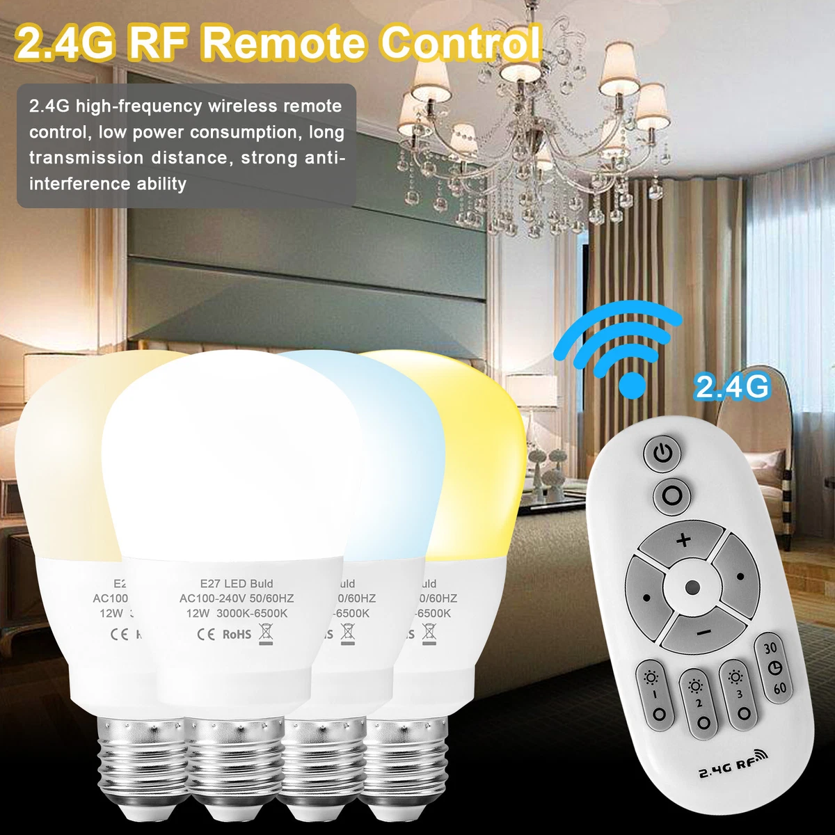 E27 CW WW LED Bulb Lamp AC85 265V Smart LED Lamp Lights With