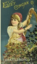 Chickering Newby  Evans Estey Organ Co. Lovely Girl Playing Harp P93