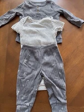 Carters 3 Piece Set Boy Gray Size 3-6 Months 