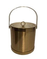 Vintage Sheldon Ware Ice Bucket Gold Lucite Handle And Lid Made In USA