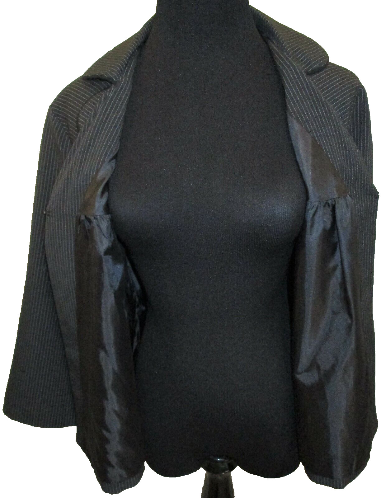 Notations Black Pinstriped Fully Lined Loose Fit … - image 1