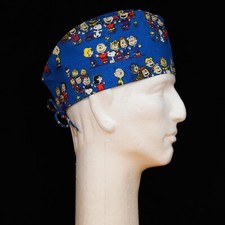 All Peanuts Gang Characters on Blue Theme Scrub Hat