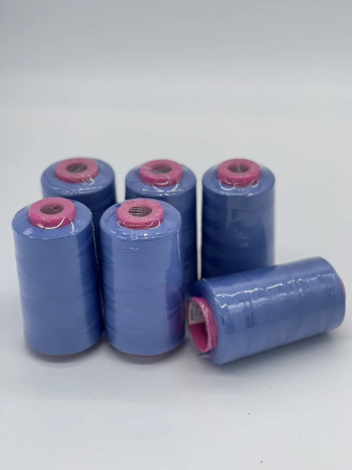 Lot of 6 Big Quality Periwinkle Sewing Machine Thread Spools 6000 YDS per Cone  - Image 4 of 4