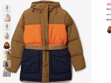 Womens Lacoste Hooded Belted Colorblock Quilted Jacket Size Small