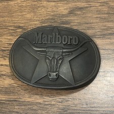 Marlboro Philip Morris Longhorn Steer Star Vintage 1987 Solid Brass Belt Buckle