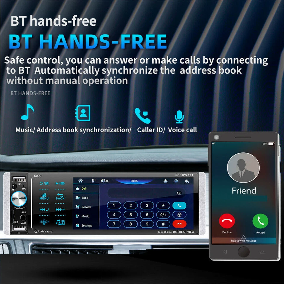 Radio Din individual estéreo para automóvil pantalla táctil reproductor de MP5 Carplay Bluetooth FM Aux USB Foto 4 de 4