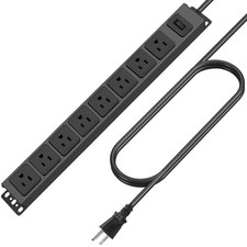 HHSOET Magnetic Mount Power Strip, 8 Outlet Mountable Socket, 3FT, Black