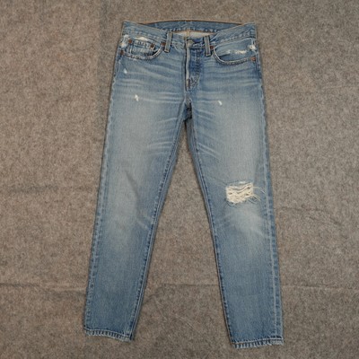 Levi's Jeans Womens 26x28 (Actual 30x27) 501 Tapered Over The Edge Medium Wash
