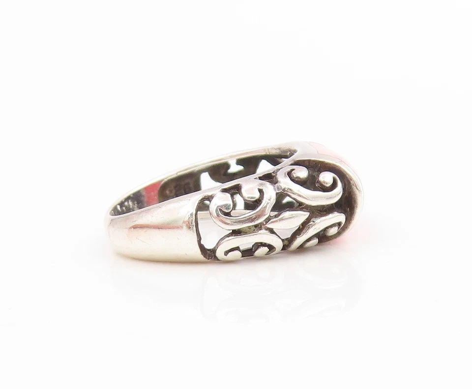 Anillo Vintage Plata Esterlina 925 Coral Rosa Desplazamiento Cúpula Banda Talla 7 RG34036 Foto 4 de 4