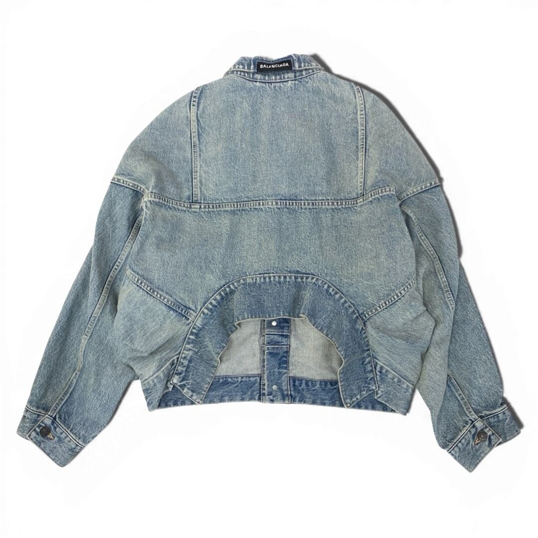 29a9 BALENCIAGA Denim Jacket G Jean Oversized Deformed Design Short Used AYAN-0 thumbnail 2