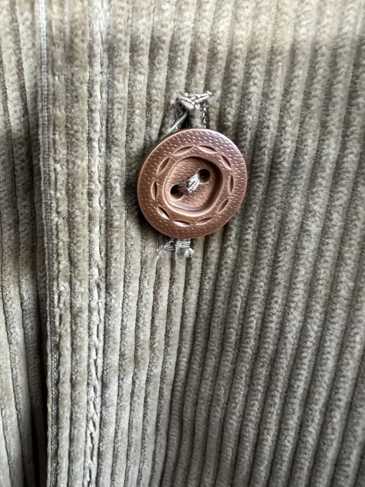 Vtg 60s Corduroy Swing Coat Women Sz 20.5 Reversible Peter Pan Collar Tan Mod - Image 4 of 4