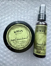 Wen By Chaz Dean Sweet Almond Mint Replenishing Mist & hair Treatment  2oz Each