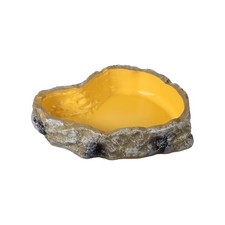 Reptile Food Bowl, Reptile Feeding Dish Corner Bowl l 10.6In, Yellow 
