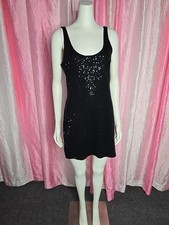 Express Dreamweight Cotton Black Sequin Mini Tank Dress Size Medium 