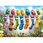 Birds Family Puzzles for Adults 1000 Pieces,Colorful Cartoon Socks 1000 Piece...
