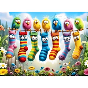 Birds Family Puzzles for Adults 1000 Pieces,Colorful Cartoon Socks 1000 Piece...