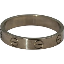 CARTIER 18k White Gold Love Screw Motif Ring Size 54 w/ Box