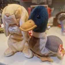 TY Beanie Baby Grace The Praying Rabbit Jake duck rare Retired w Tags 2000 Y2k 