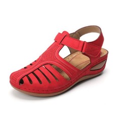Women's Wedge Sandals Round Toe Roman Shoes Summer Leather Casual Multi Colors