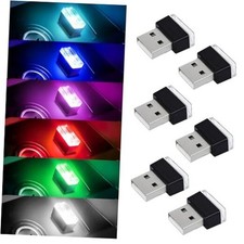6 PCS USB LED Car Interior Atmosphere Lamp, Portable Mini Auto LED 6 Colors