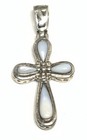 SK Sterling Silver 925 Mother of Pearl Cross Pendant KC58