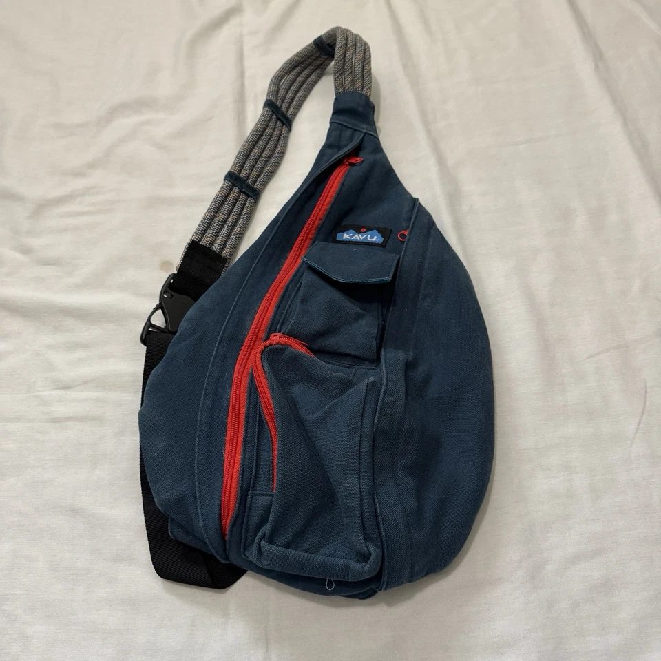 KAVU Rope Sling Backpack Bag Peacoat Navy Adjustable Outdoor Hiking Everyday - Image 2 of 4