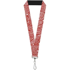 Buckle-Down Lanyard-1.0"-Bandana/Skulls Red/White 22" x 1" Multicolor