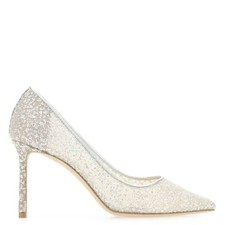 Jimmy Choo Romy 85 Glitter Tulle Metallic Pumps