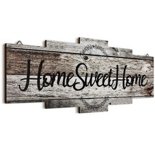 Home Sweet Home Sign, Rustic Wood Room Wall Decor, Farmhouse Plaque Wall Hang...
