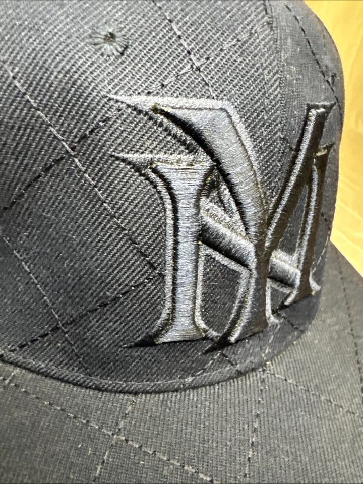 New York NY Fitted Hat Size 7 3/8 Original Fit 59cm RARE Blue Diamond Knit VTG - Image 3 of 4