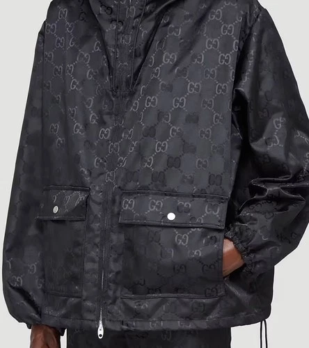 Gucci GG Jacquard Nylon Hooded Jacket Men's Size: 50 In black - product listing photo