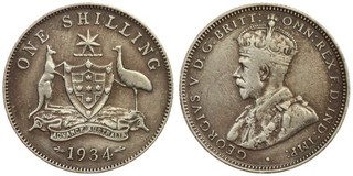 Australia 1 Shilling 1934 George V Silver