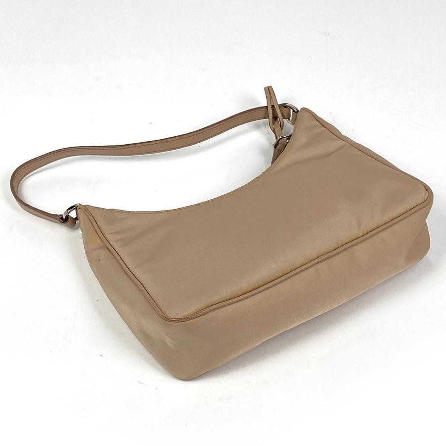 PRADA Plate Handbag Beige Nylon 21cm with Dust Bag #BS1535 thumbnail 2