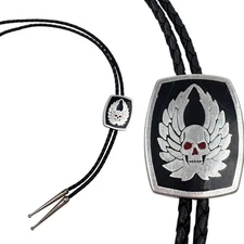 VTG G&S Metal Skull & Wings Bolo Tie 