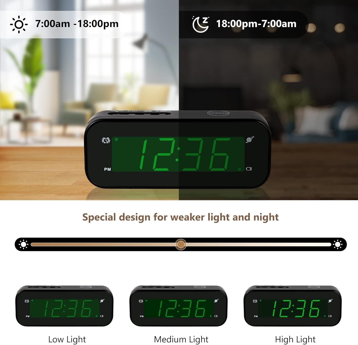Small Digital Clock Battery Operated LED Travel Alarm Clock Battery Powered w...