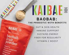 KAIBAE Premium Organic Baobab Powder Prebiotic Fiber Superfood for Gut Me...