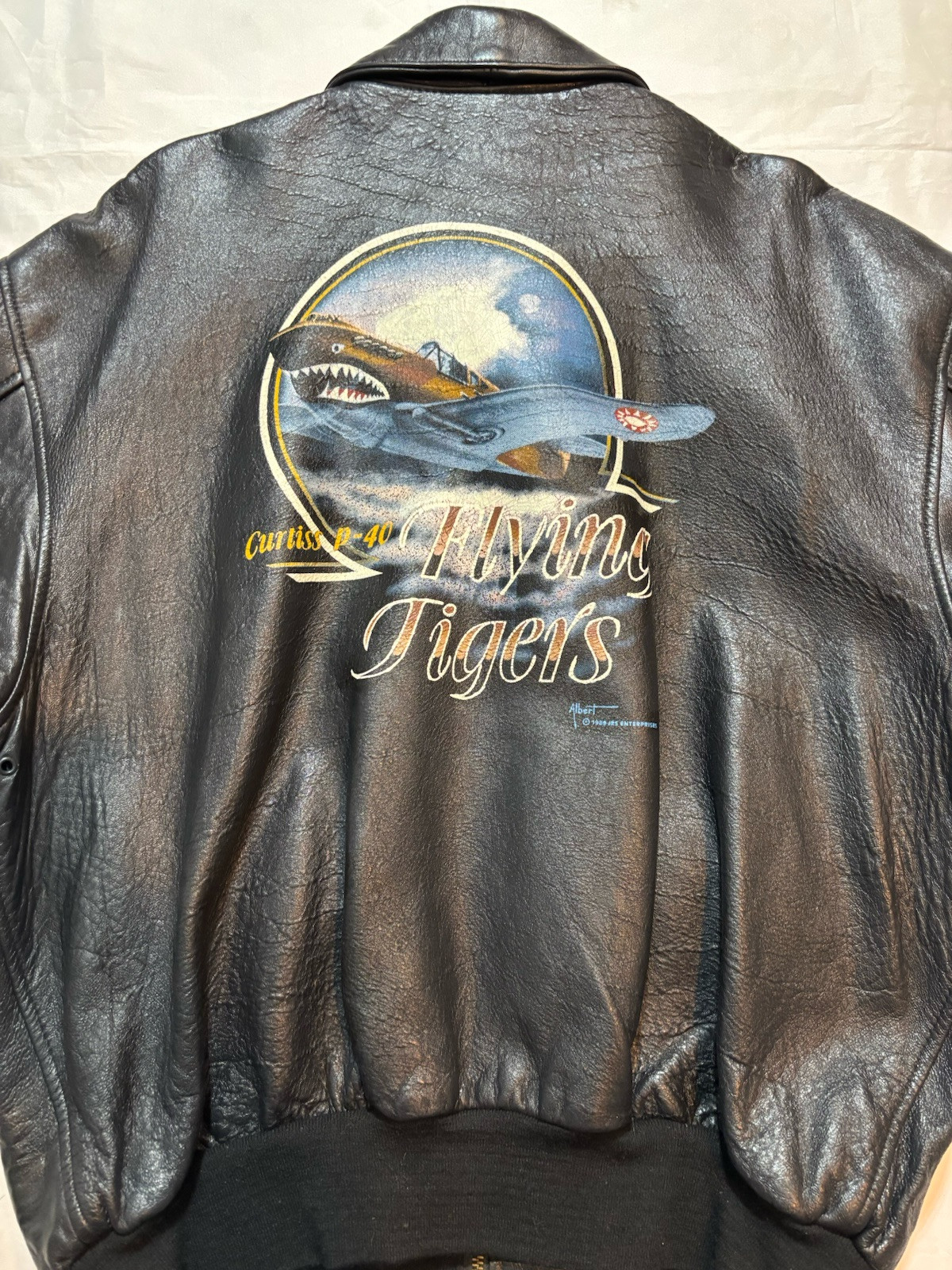 1989 Mint Black Avirex A2 Leather Jacket Flying Tigers NoseArt