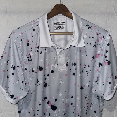 Alter Ego Running Short Sleeve Performance Polo Shirt Size Large Gray Paint