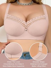 Große Größen Nahtloser glatter schwarzer BH für Damen, mit Bügel, Billig24