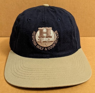 Hesperia Golf & Country Club Blue/Tan Golf Baseball Hat Cap Hook&Loop Adjustable