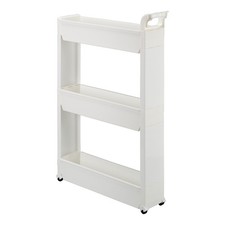 Slim Storage Cart with 3 Baskets/Shelves & Rolling Casters for Small Spaces
