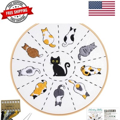 Cats Beginners Embroidery Kits,Cross Stitch Starter Kit for Adults with Cloth...