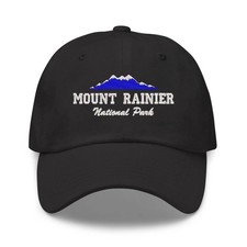 Mount Rainier National Park embroidered black cap hat, Washington souvenir cap